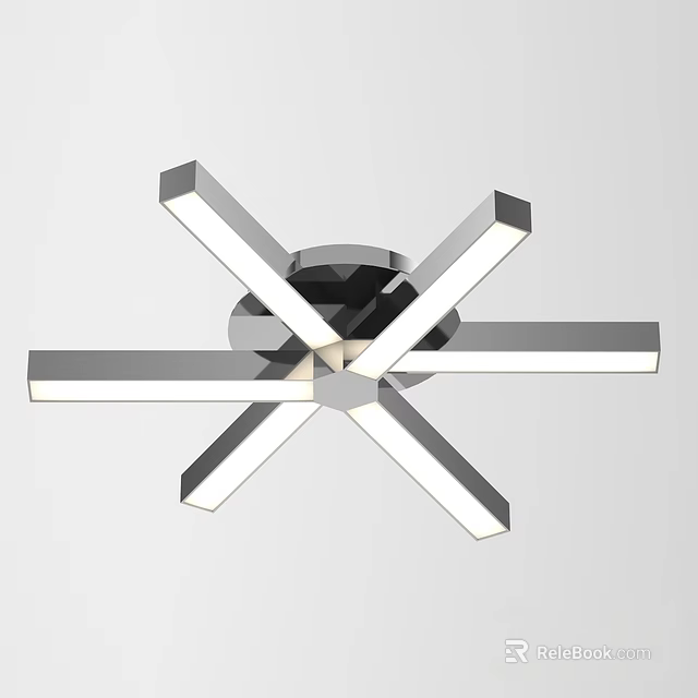 Modern Geometric Ceiling Light With Metal Frame And LED Light Strips 3d model