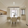 Modern Cream Style Cozy Living And Dining Room With Soft Furnishings And Large Window Views