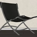 Modern Black Leather Leisure Chair with Metal Crossed Frame and Sleek Design