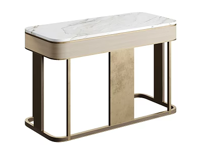 Elegant Modern Console Table With White Marble Top And Metal Frame Design 3d model