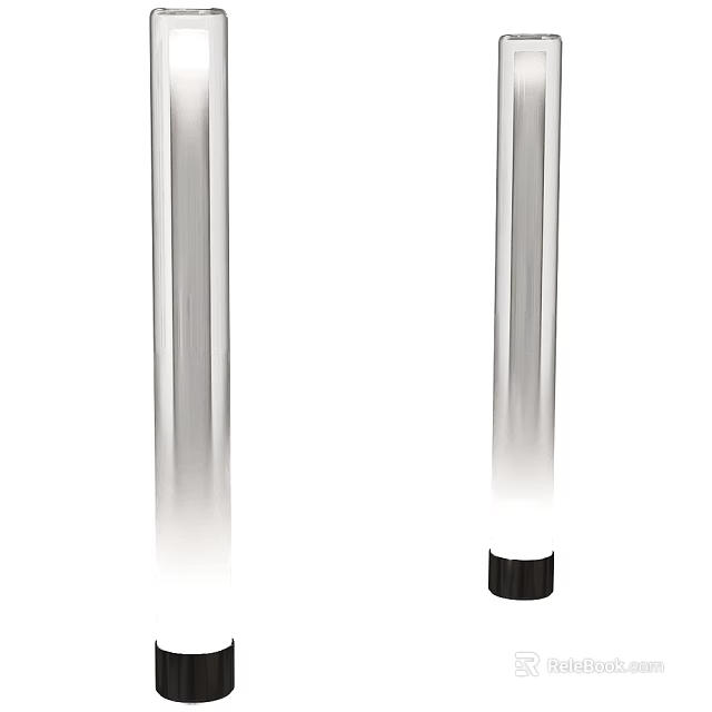 Minimalist Silver Metal Floor Lamp With Stable Black Base For Living Room Lighting 3d model 