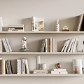Stylish Bookshelf Interior With Various Books Magazines Small Statues Vases And Globe