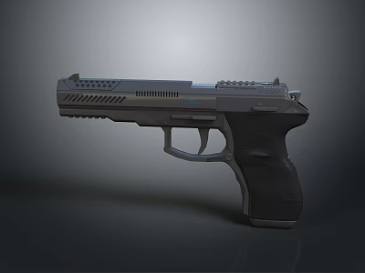 Futuristic Tactical Pistol With Black Grip Ergonomic Handle And Tactical Barrel 3d model