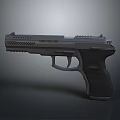 Futuristic Tactical Pistol With Black Grip Ergonomic Handle And Tactical Barrel