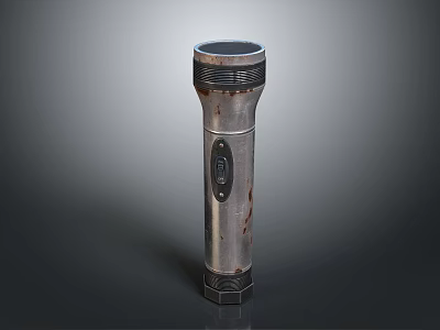Vintage Metallic Flashlight With Top Opening And Side Button Design 3d model
