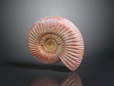 Polished Ammonite Fossil With Spiral Structure And Orange White Stripes 3d model