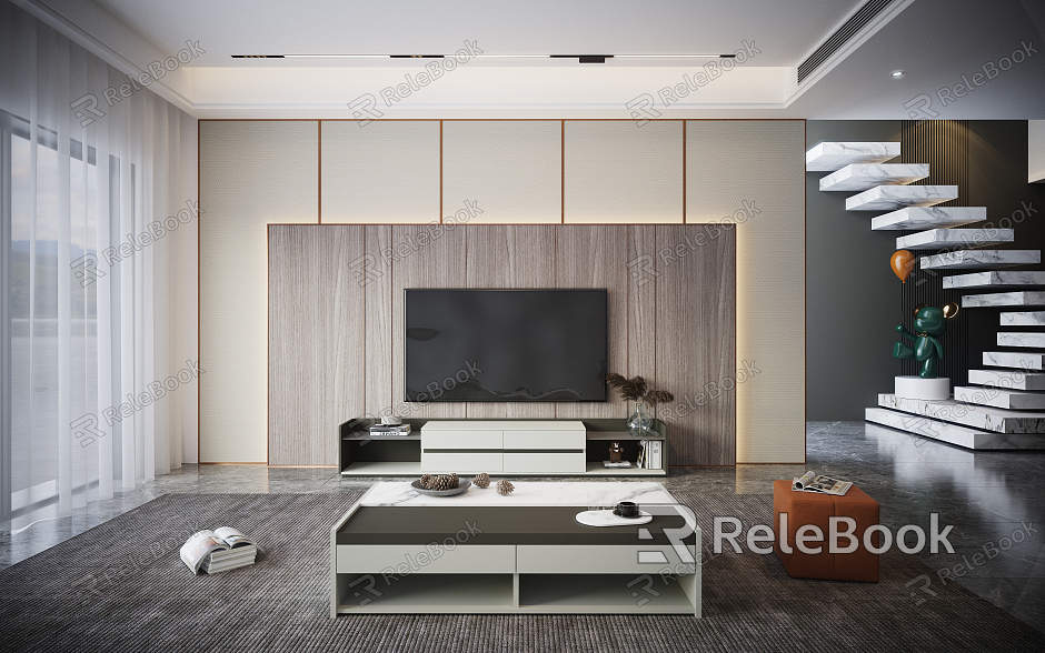 Modern TV background wall living room wall panel model