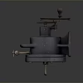 Vintage Industrial Mechanical Device With Metal Wheel Handle And Pipeline Components