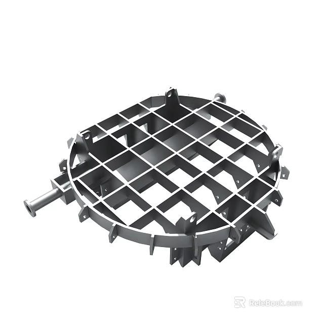 Round Metal Grid Structure With Circular Frame And Connecting Components 3d model 
