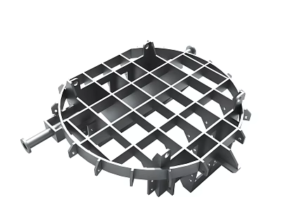 Round Metal Grid Structure With Circular Frame And Connecting Components 3d model
