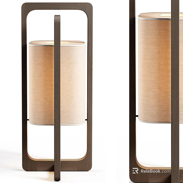 Modern Table Lamp With Wooden Frame And Linen Shade For Home Decor 3d model 