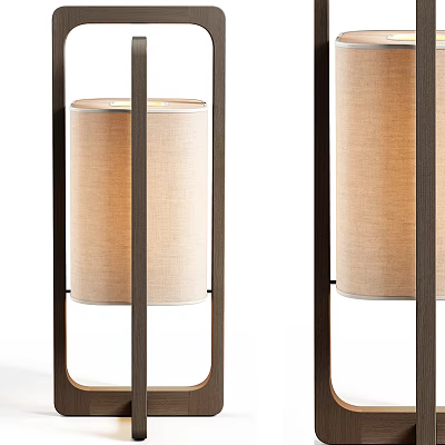 Modern Table Lamp With Wooden Frame And Linen Shade For Home Decor 3d model