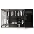 Modern Closet Design With Glass Doors Hanging Clothes Shelves Folded Items And Drawers