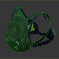 Black Tech Inspired Backpack With Green Accents And Modern Shoulder Straps 3d model