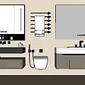 Modern Bathroom Interior Design With Vanity Cabinet Double Sink Mirror And White Toilet