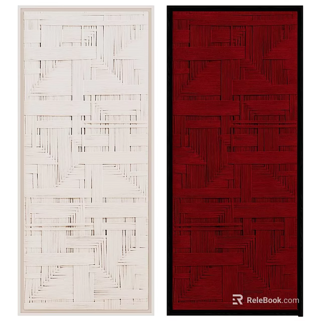 Decorative Photo Frames with White and Red Geometric Woven Texture Design 3d model