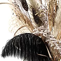 Transparent Glass Vase With Dried Flowers Feather And Pampas Grass On Golden Tray