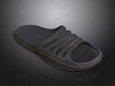 Black Daily Life Slipper With Comfortable Straps And Non Slip Sole Design 3d model