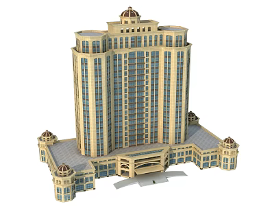 Classical Style Commercial Complex with Dome Structures and Grand Facade Housing Retail and Office Spaces 3d model