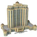 Classical Style Commercial Complex with Dome Structures and Grand Facade Housing Retail and Office Spaces