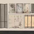 New Chinese Screen Partition Ink Painting Screen 3d model