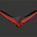 Futuristic Sci Fi Mechanical Snake Head With Red Black Armor And Yellow Glowing Eyes