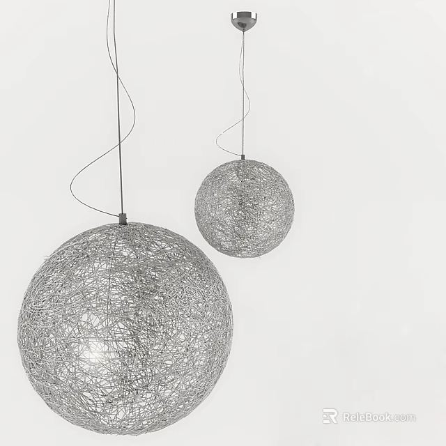 Unique Shaped Metal Wire Spherical Pendant Lights For Modern Interior Decor 3d model