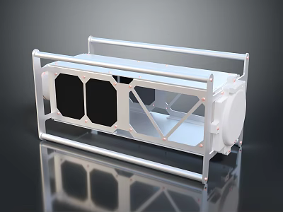 Mechanical Frame Device With White Metal Structure And Black Panel Components 3d model