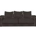 Modern Dark Brown Double Sofa With Three Cushions And White Stitching Detail Design 3d model