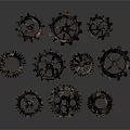 Industrial Style Lighting Fixture Set with Metal Gear Design Various Sizes and Floating Effect on Dark Background