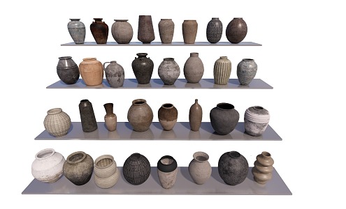 Pottery Pot Combination 3d model