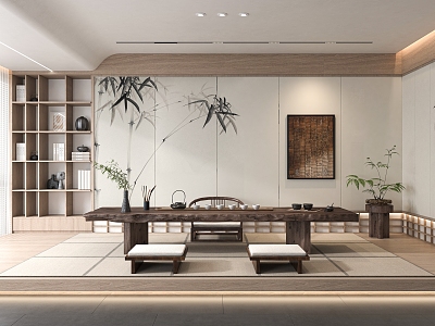 New Chinese Tea Room Tatami Tea Room 3d model