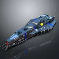 Futuristic Interstellar Spaceship With Advanced Modular Structure And Blue Yellow Accents