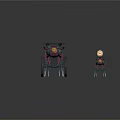 Mechanical Creatures With Glowing Eyes Spider Legs And Wheeled Structure Design 3d model