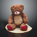 Wooden Round Decorative Stand Furniture With Brown Teddy Bear On Top