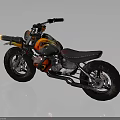 Vintage Orange And Black Custom Motorcycle With Leather Seat Exhaust Pipe And Wheels