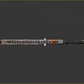 Futuristic Sci Fi Weapon With Metallic Silver Black And Orange Tactical Design