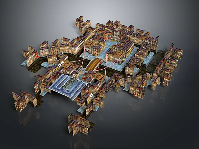 Modern Urban Building Complex 3D Model With Connected Structures And Open Plazas 3d model