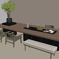 Modern tea table and chair combination 3d model