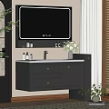 Modern Bathroom Cabinet with Mirror Drawers Vase Toiletries in Elegant Interior Design