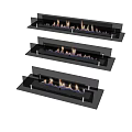 Modern Linear Fireplace Design With Glass Panel And Realistic Dancing Flames 3d model