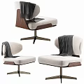 Light Beige Plush Upholstered Office Chair With Polka Dot Scarf And Metal Swivel Base