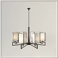 Modern Chandelier Design With Geometric Metal Frame And Rectangular White Shades 3d model