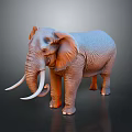 Detailed Realistic Elephant With Large White Tusks And Wrinkled Skin