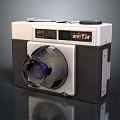 Vintage Zefir Digital Camera With White Black Body And Retro Lens Design