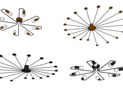 Various Modern Chandeliers With Metal Frames And Decorative Bulbs For Home Decor 3d model