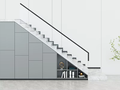 Modern Staircase Cabinet Staircase Glass Balustrade Handrail Staircase Storage Cabinet Decoration Display Cabinet 3d model