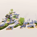 Modern Outdoor Chair with Greenery Curved Pathways in Landscape Design