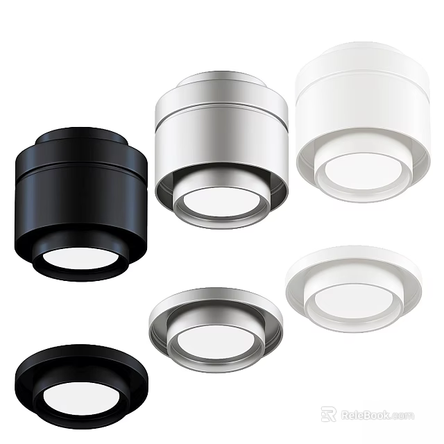 Sleek Modern Downlights And Spotlights With Black Silver White Color Options 3d model 