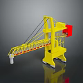 Yellow Functional Tower Crane Vehicle With Boom Structure And Red Industrial Component 3d model